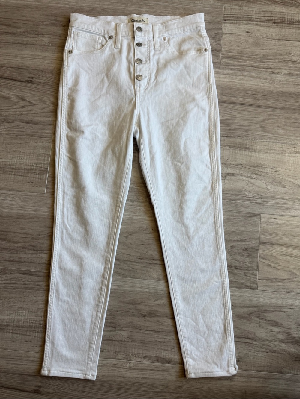 Madewell High Rise Skinny Jeans | Size 28 Pure White Button Fly - Picture 3 of 6